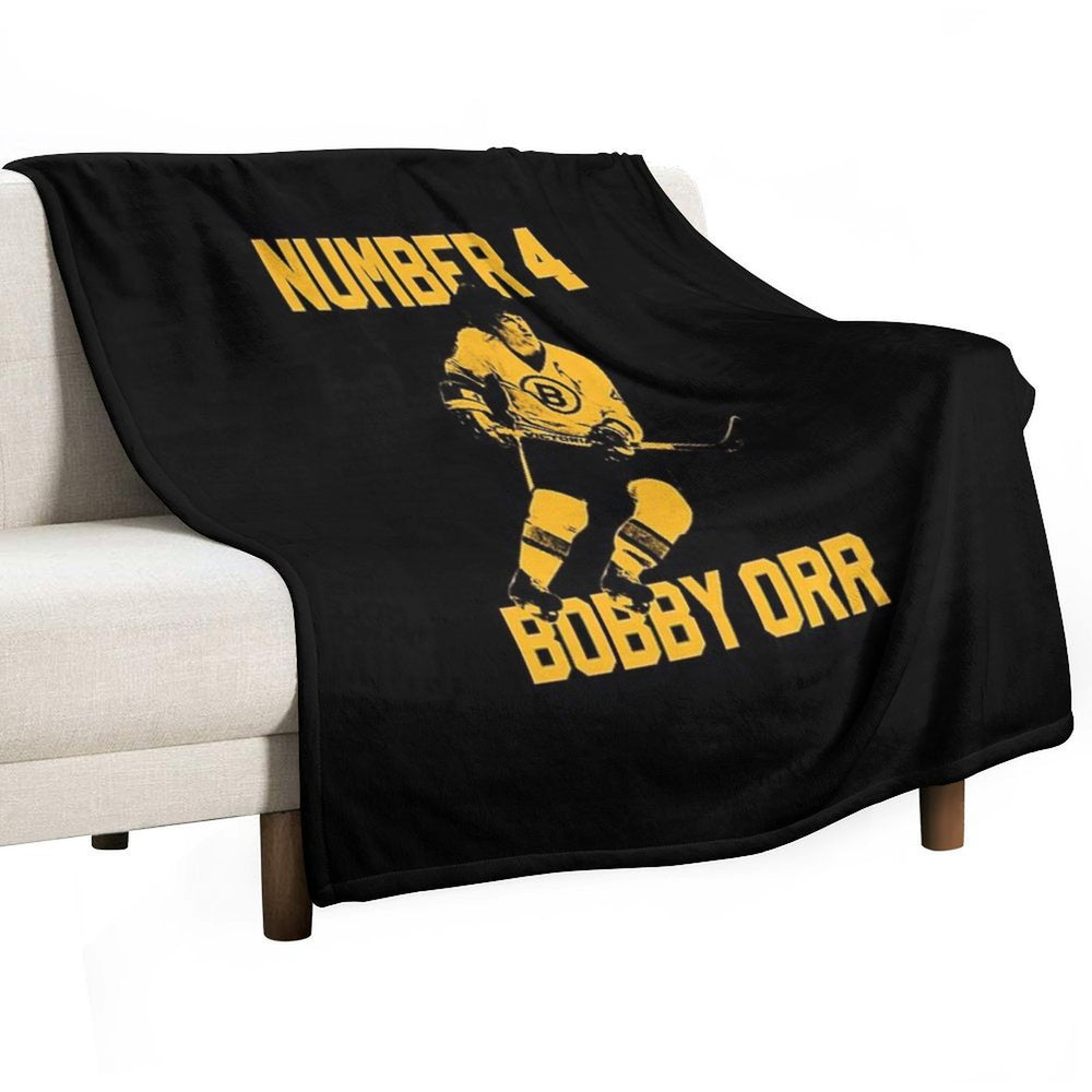 Bobby Orr Number 4 - The Yellow Stencil Travel-friendly Throw Blanket