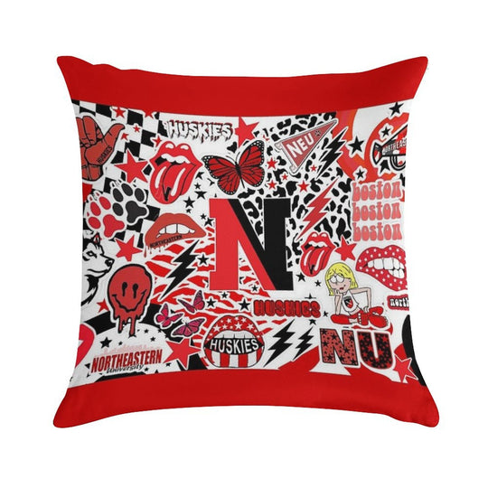 Northeastern Collage Soft Washable Throw Pillow