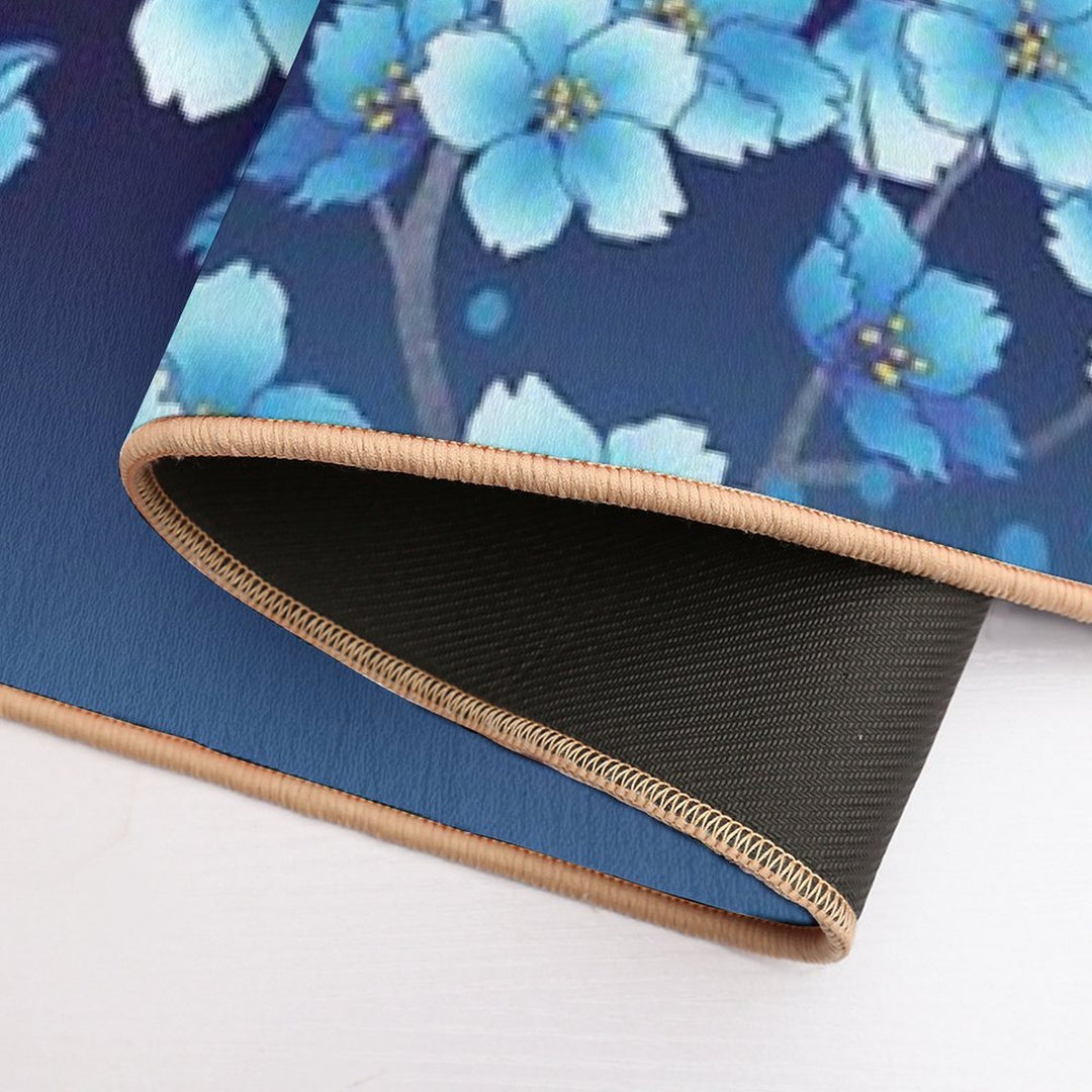 Falling Blue Sakura Cherry Blossom Petals  Toxin-Free Bath Mat