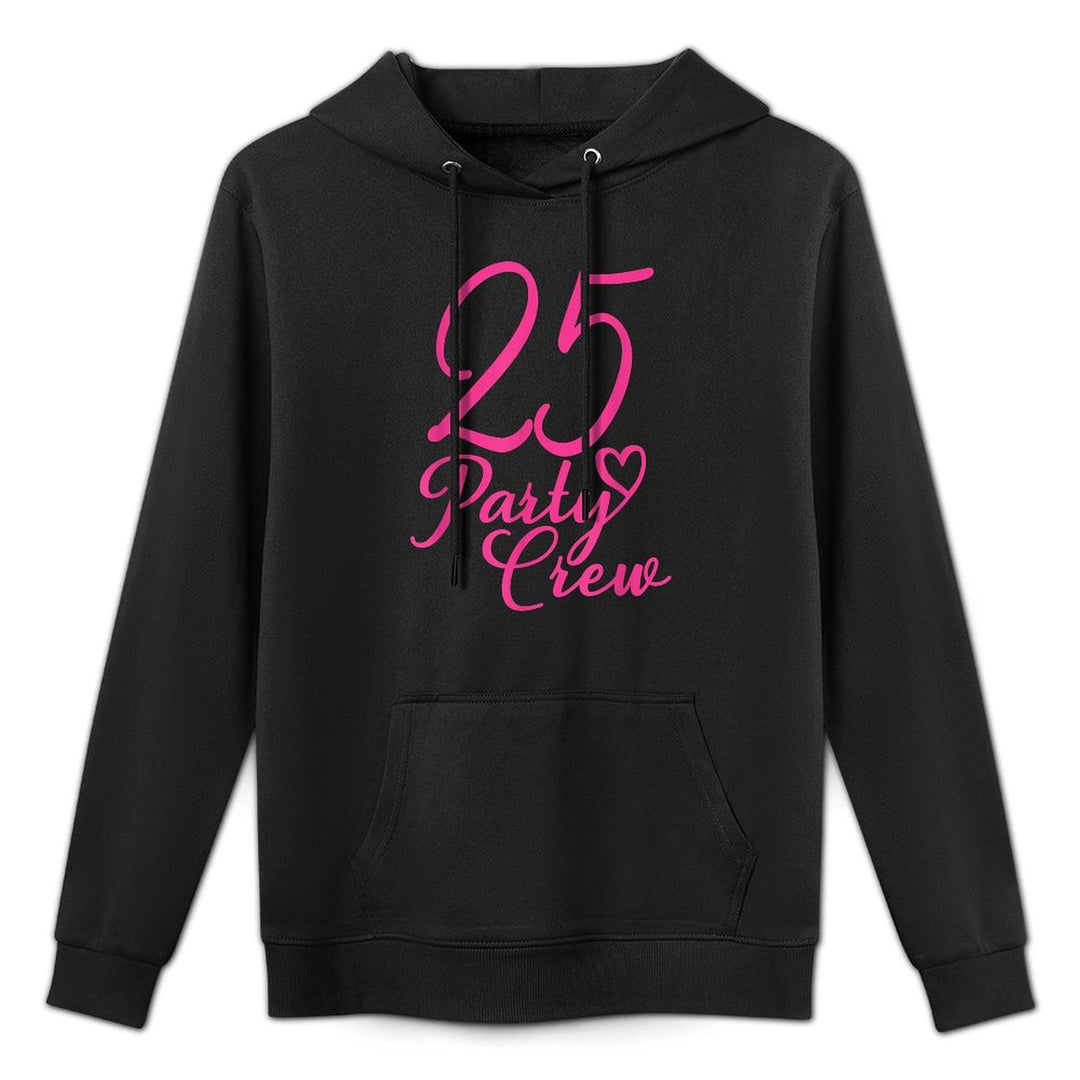 25 Party Crew Pink, Girls Women Matching Group 25th Birthday Medium-Weight Fabric Hoodie