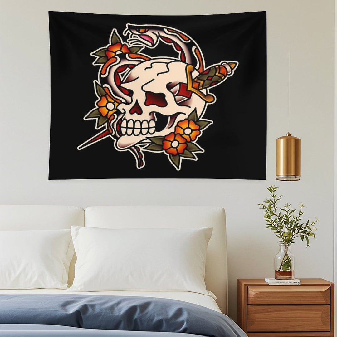 Salty-Dog Death And Rebirth Skull Motif Tapestry