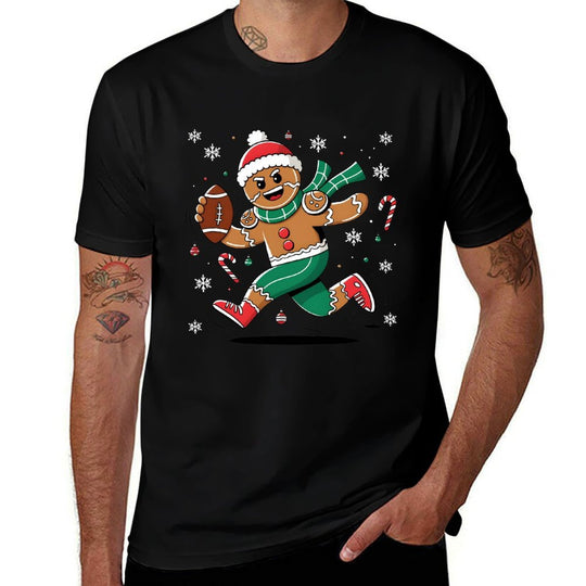 Gingerbread American Football Player Game Day Christmas Fun  Vintage-inspired T-Shirt