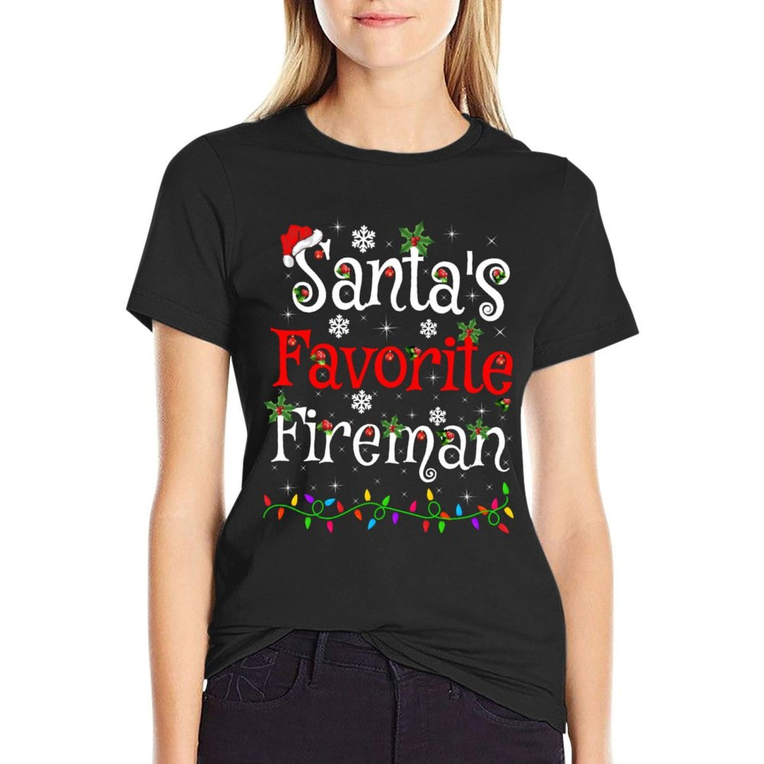 Funny Xmas Lighting Santas Favorite Fireman Christmas  Relaxed-fit T-Shirt