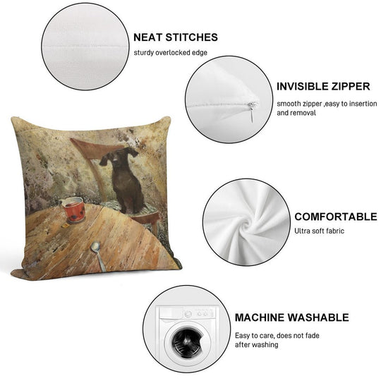 Time for Tea Soft Shrink-Resistant Throw Pillow