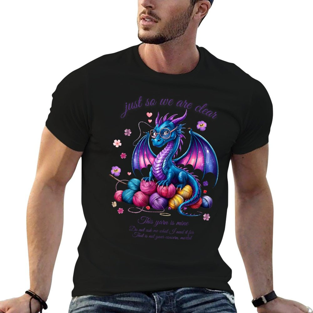 Colorful Dragon Yarn Eggs Funny Knitting Hobby Humor  Slim-fit Cut T-Shirt