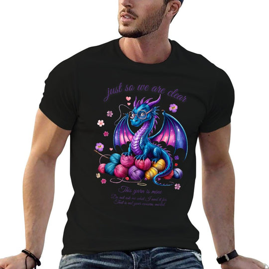 Colorful Dragon Yarn Eggs Funny Knitting Hobby Humor  Slim-fit Cut T-Shirt
