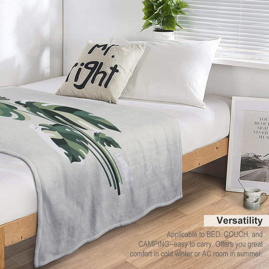 Cat And Plant 11 Velvety-soft Throw Blanket