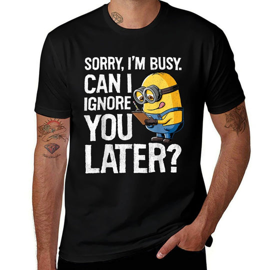 Despicable Me Minions Can I Ignore You Later Graphic  Oversized Silhouette T-Shirt