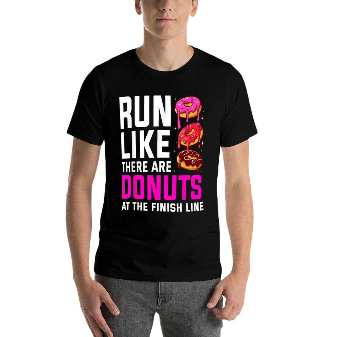 Funny Running For Men Women Donut Finish Line Marathon  Summer-ready Fabric T-Shirt