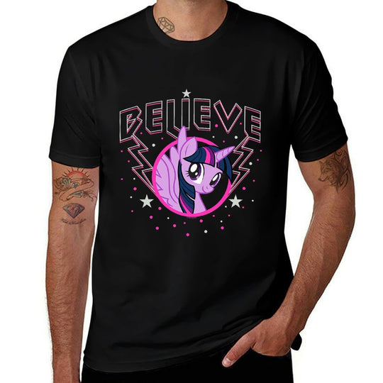 Kids My Little Pony Friendship Is Magic Twilight Believe Logo Premium  Summer-ready Fabric T-Shirt
