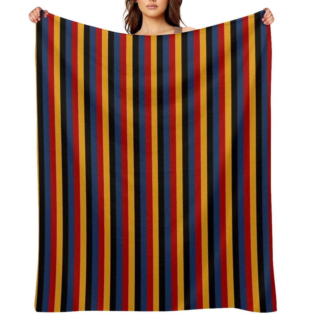 Retro Stripes Red Blue Yellow Black Pattern  Graphicly Pattern Versatility Throw Blanket