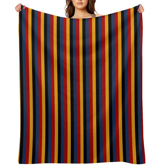 Retro Stripes Red Blue Yellow Black Pattern  Graphicly Pattern Versatility Throw Blanket
