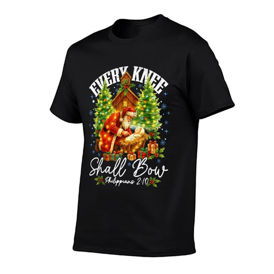 Every Knee Shall Bow Santa Christmas Nativity Scene Xmas  Classic T-Shirt