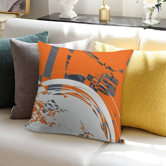 Orange Grey Soft High-Density Material Throw Pillow