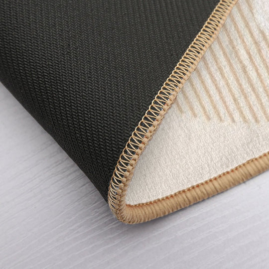 Geometric Lines Ying And Yang II in Beige Shades  Toxin-Free Bath Mat