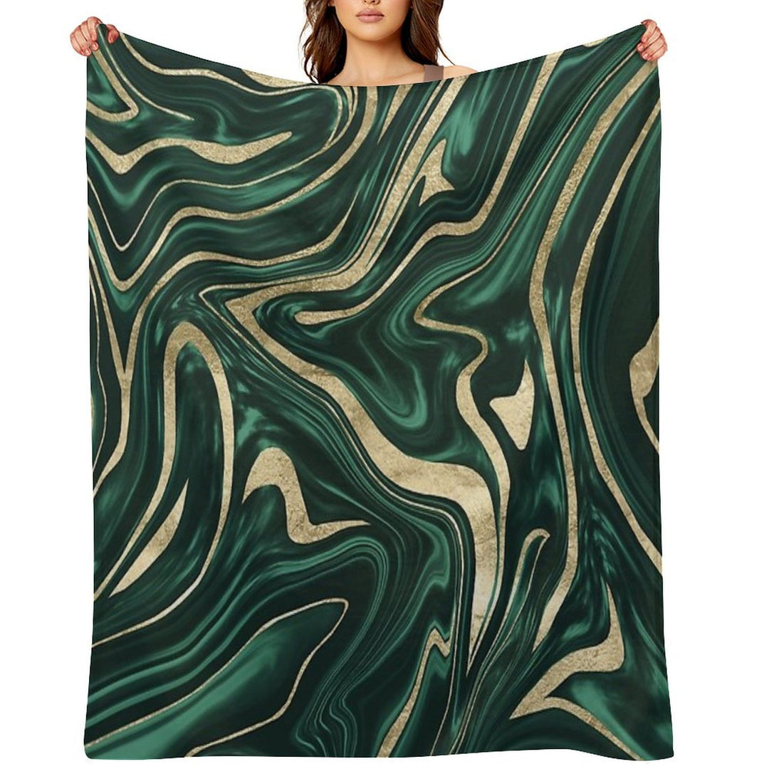 Emerald Green Black Gold Marble #1 #decor #art Versatility Throw Blanket