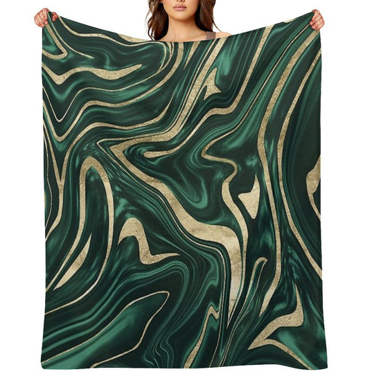 Emerald Green Black Gold Marble #1 #decor #art Versatility Throw Blanket