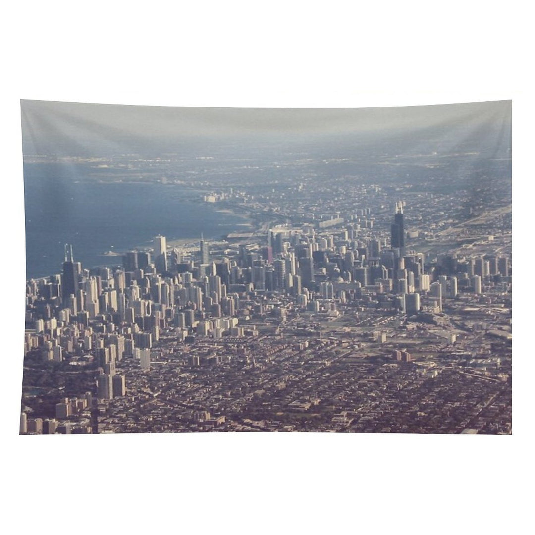 Chicago from The Air Color Photo Tapestry