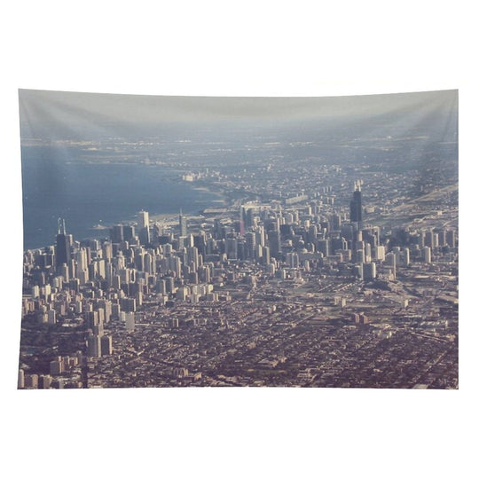 Chicago from The Air Color Photo Tapestry
