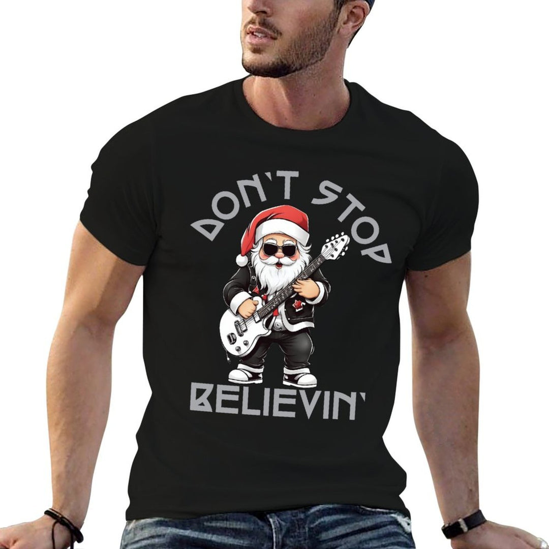 Rock N Roll Santa Christmas Cheer Guitar Santa Comfortable T-Shirt