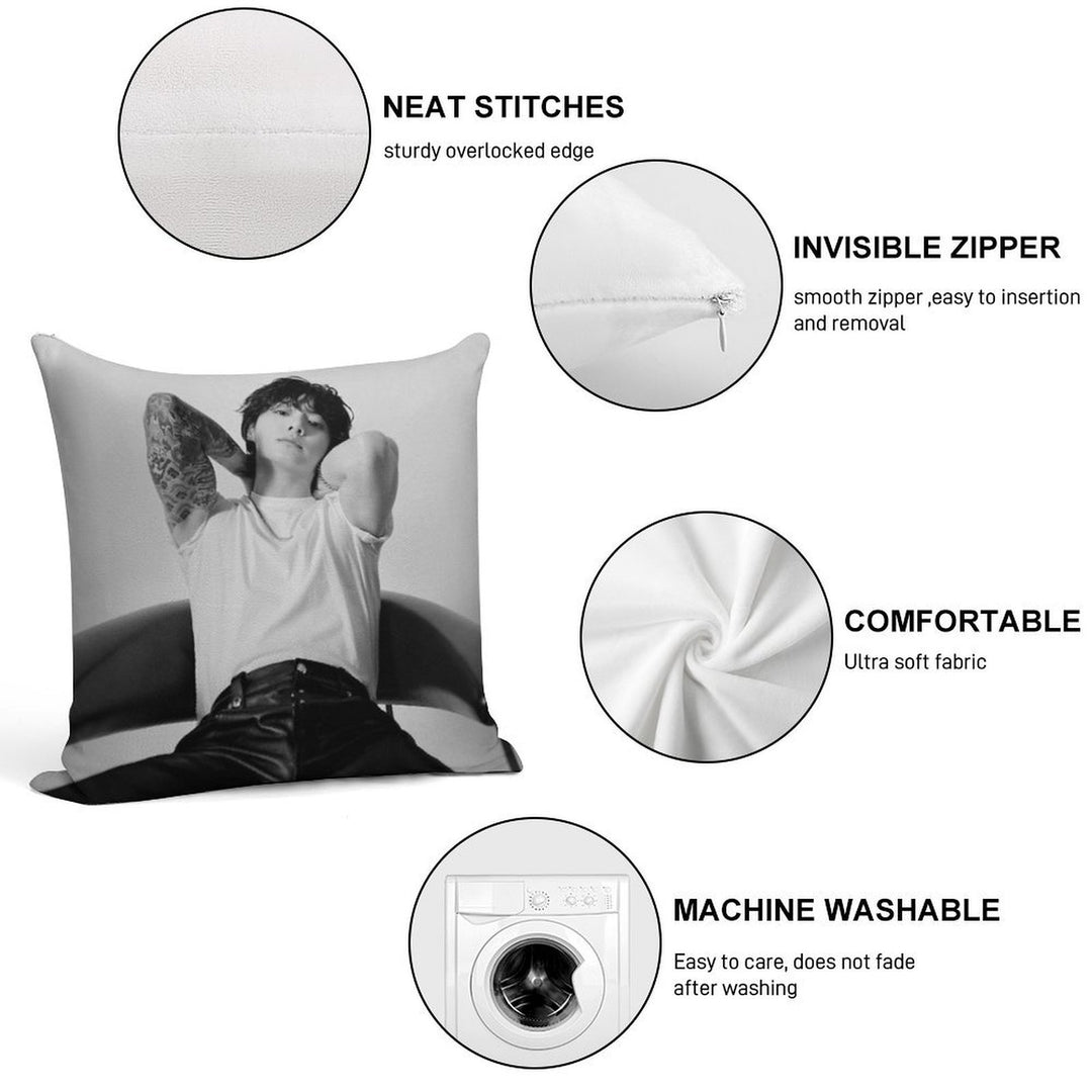 Jungkook- Seven Photoshoot Soft Short Plush Fabric Throw Pillow