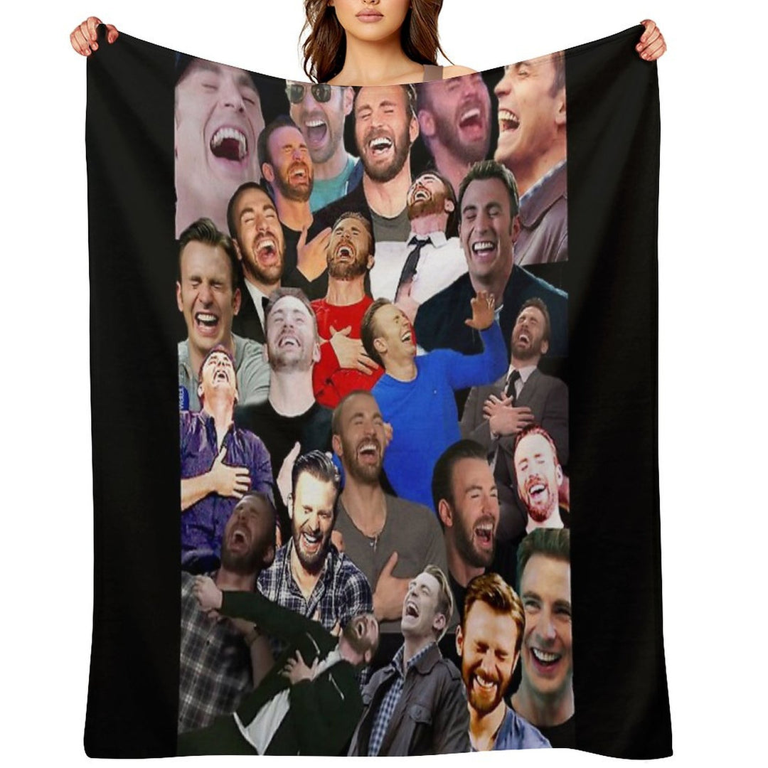 Chris Evans Laughing Machine-washable Throw Blanket