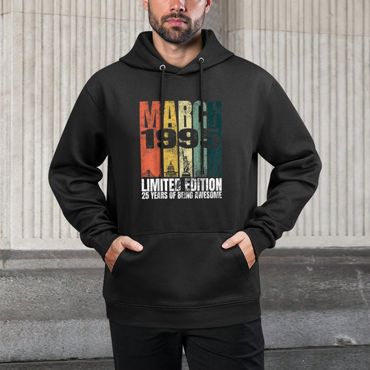 Vintage March 1995 Bday Gifts 25 Years Old 25th Birthday Shape Retention Hoodie