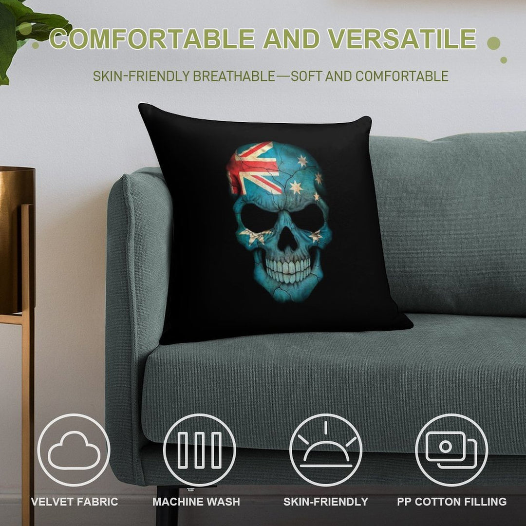 Australian Flag Skull Soft Warmth Comfort Throw Pillow