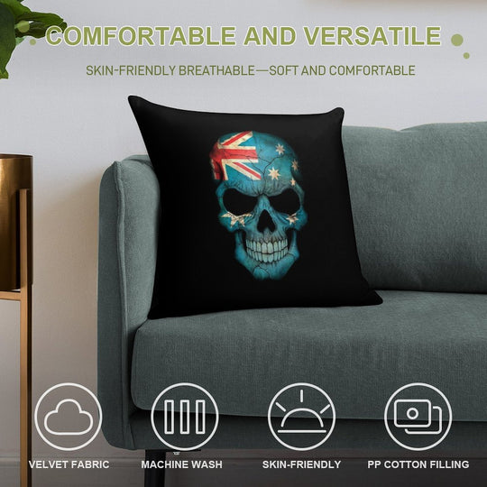 Australian Flag Skull Soft Warmth Comfort Throw Pillow