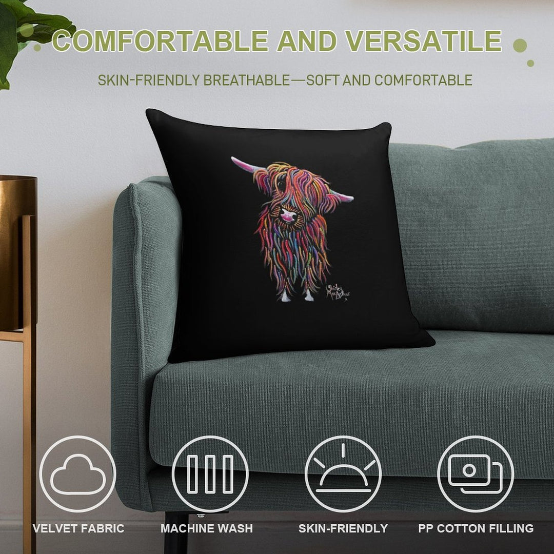Scottish Highland Cow ' BoLLY ' by Shirley MacArthur Soft Gift Ready Throw Pillow