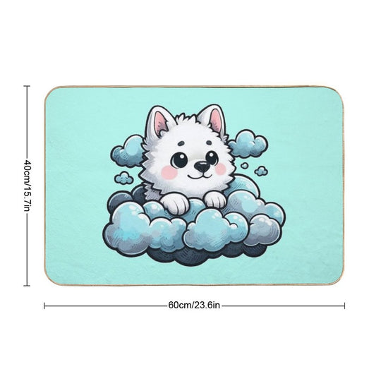 Cute Fluffy Cloud Pup  Long-Lasting Bath Mat