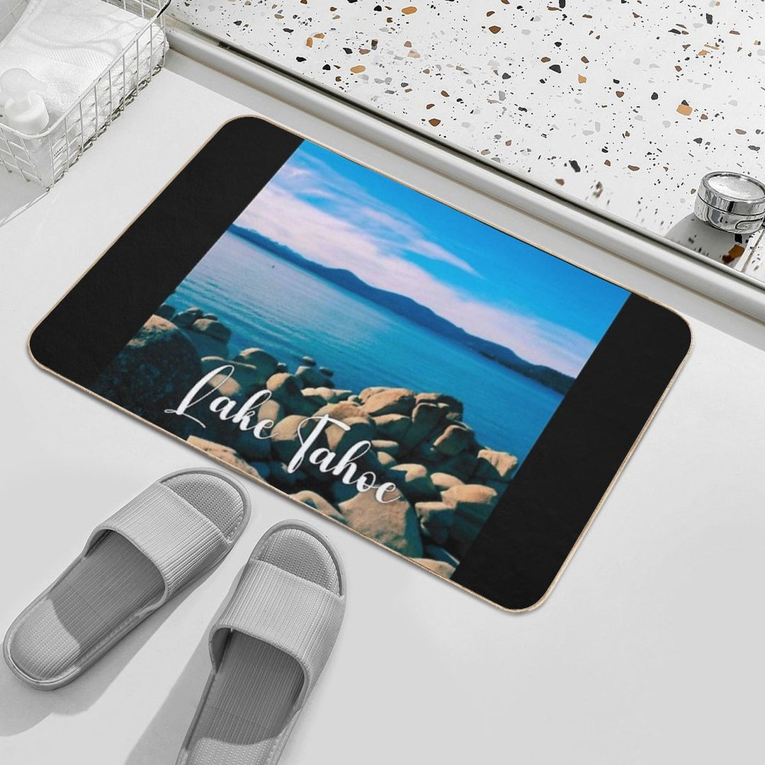 Nature's Palette Blue Elegance at Lake Tahoe's Shoreline  Long-Lasting Bath Mat
