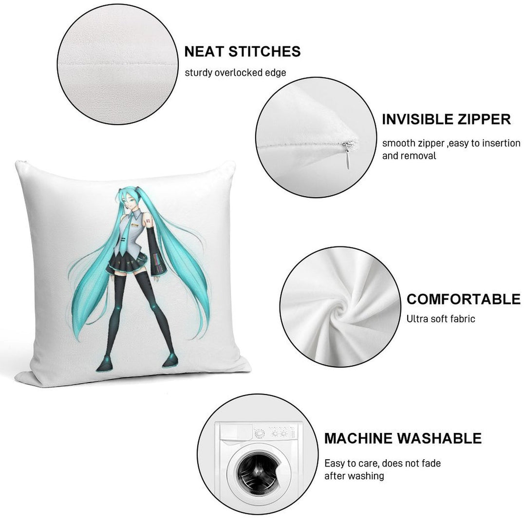 Hatsune Miku (Full Body) Soft Durable Construction Throw Pillow