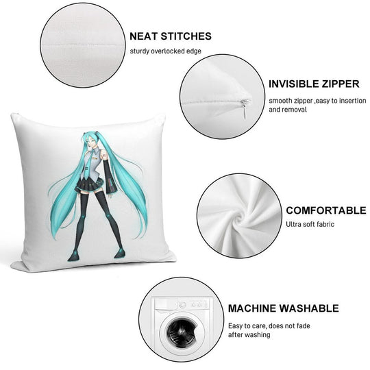 Hatsune Miku (Full Body) Soft Durable Construction Throw Pillow
