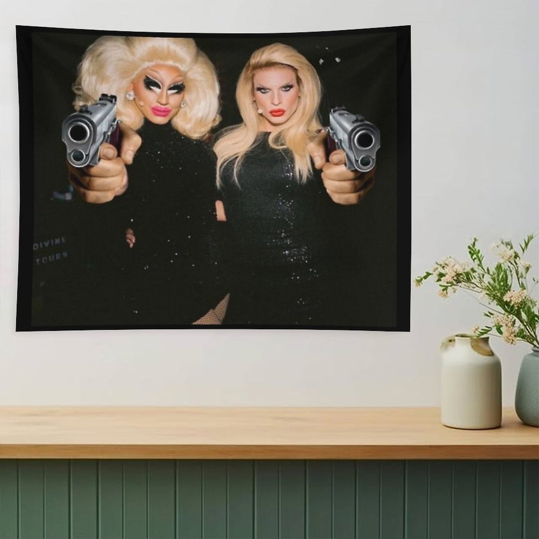 Trixie & Katya - Behind The Scenes - Dangerous Woman Meme Tapestry