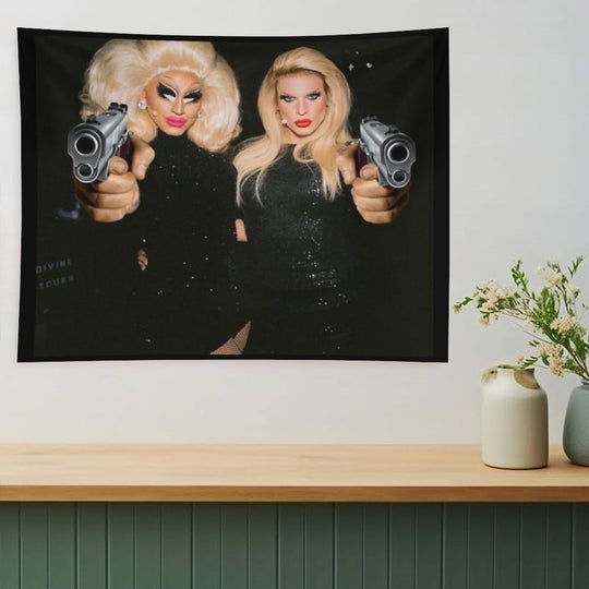 Trixie & Katya - Behind The Scenes - Dangerous Woman Meme Tapestry
