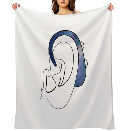 Copy of Hearing Aid Line Art with Blue Sky And Clouds Versatility Throw Blanket
