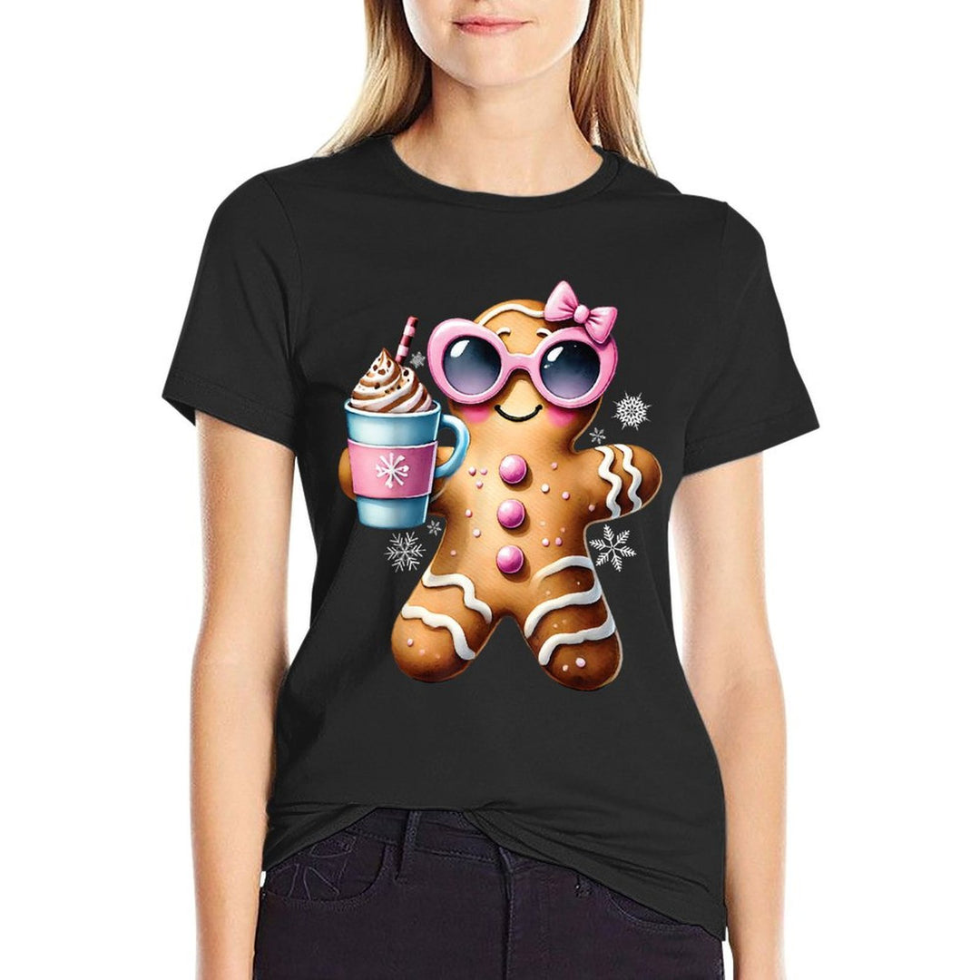 Gingerbread Drinking Hot Chocolate Bougie Women Christmas  Lightweight T-Shirt