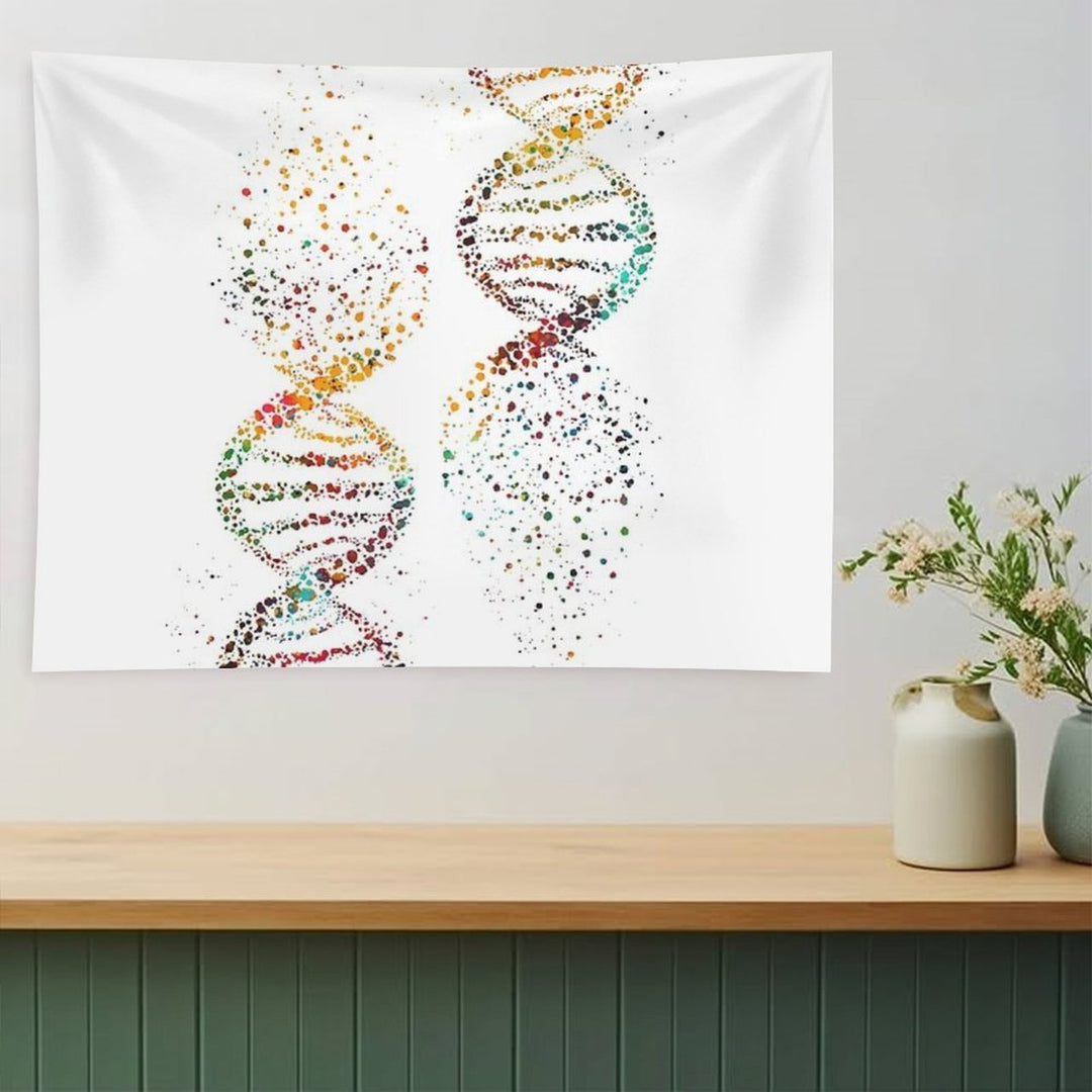 DNA, Watercolor Art,Dna Double Helix Genetic Tapestry