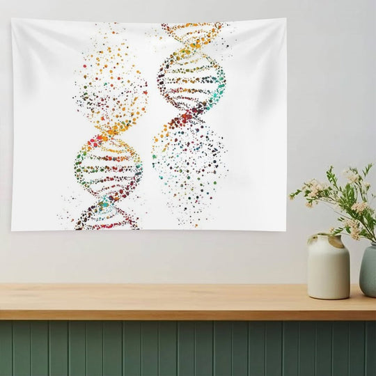 DNA, Watercolor Art,Dna Double Helix Genetic Tapestry