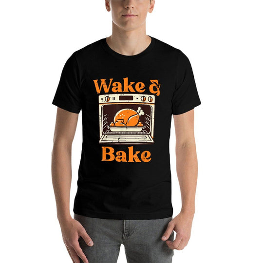 Thanksgiving Wake And Bake Funny Turkey Day Dad Men Women  Summer-ready Fabric T-Shirt
