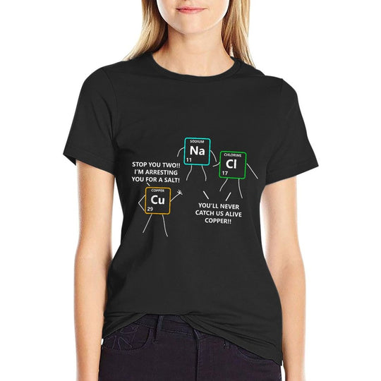 Salt And Copper Periodic Table Police Pun Chemistry T  High-quality Stitching T-Shirt