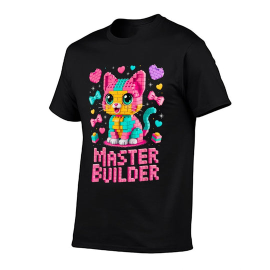 Master Builder Cat Lover Building Bricks Blocks Kids Girls  Wrinkle-resistant T-Shirt