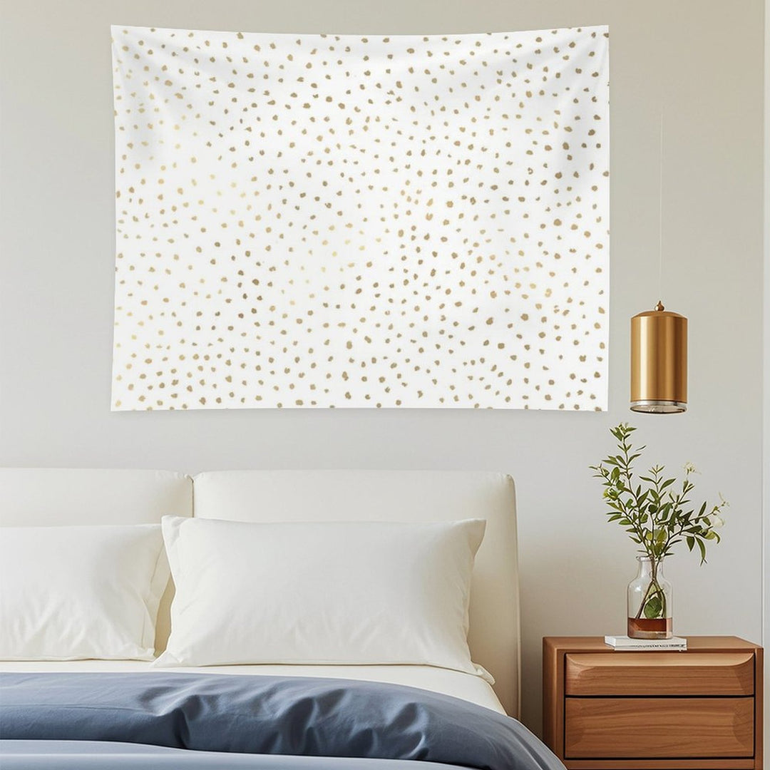 Dotted Gold And White Tapestry