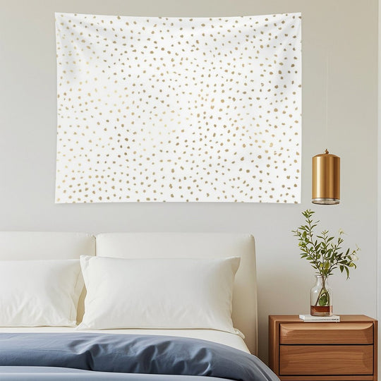 Dotted Gold And White Tapestry