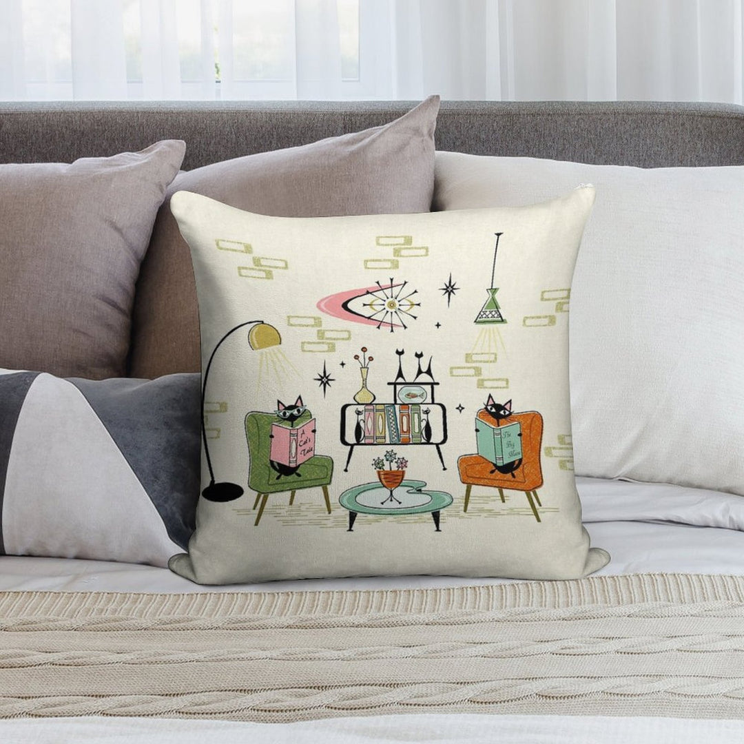 Cozy Cats' Den ©studioxtine Soft High-Density Material Throw Pillow