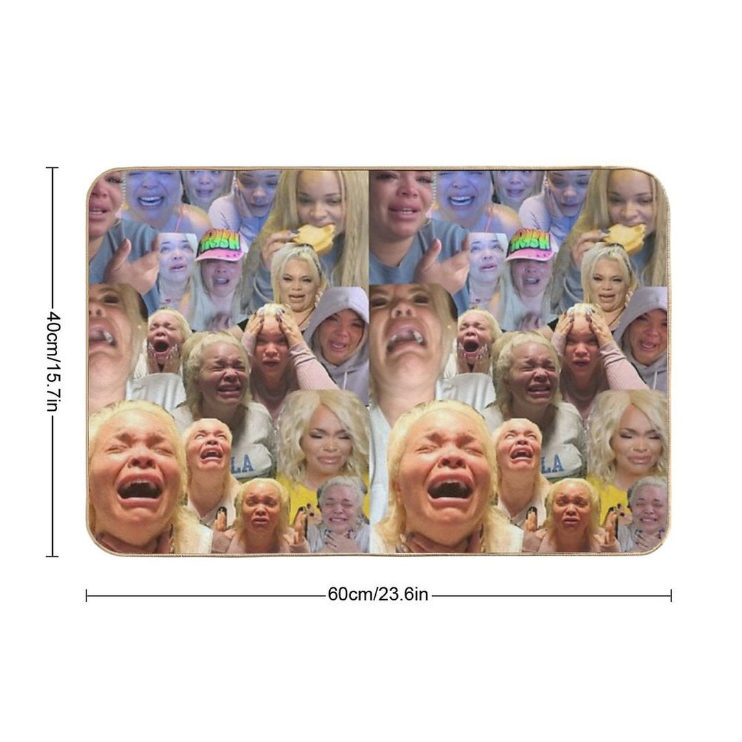 Trisha Pastas Crying on Her Kitchen Floor Collage  High-Traffic Bath Mat