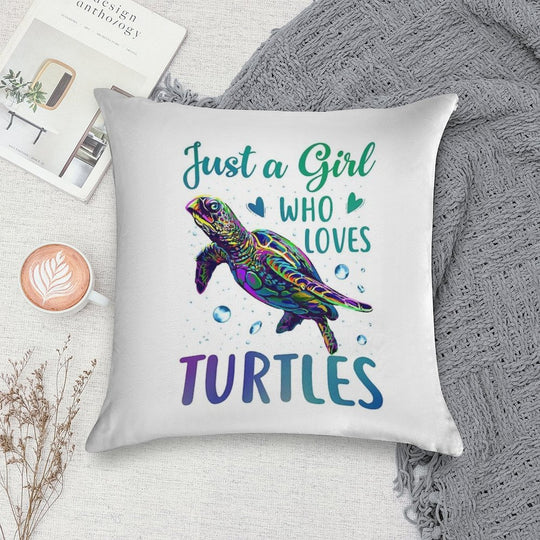 Just A Girl Who Loves Turtles Watercolor Sea Ocean Gift Soft Fade-Resistant Throw Pillow