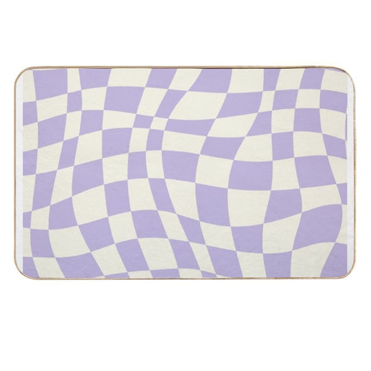 Soft Purple Warp Checked Pattern  Dirt-Trapping Bath Mat