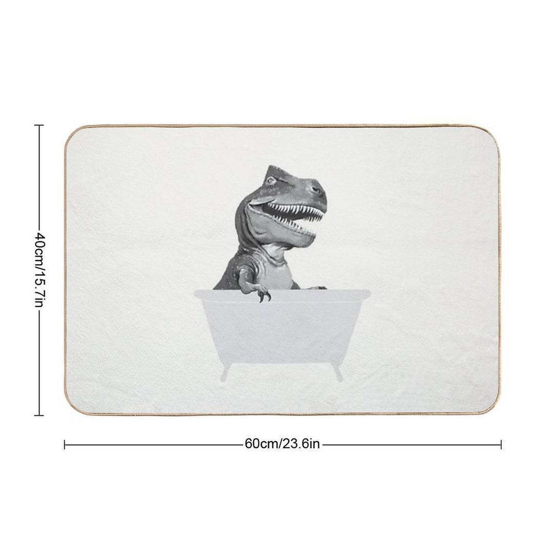 Vintage T-Rex in Bathtub  Repositionable Bath Mat